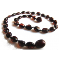 baltic amber necklace, oval beads, cherry